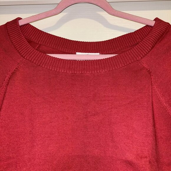Lot of 2 Talbots dark pinkish red short sleeve sweater tops woman's size L large - Picture 4 of 11